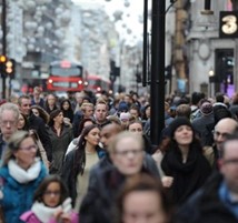 Crowd of people in London