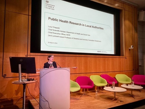 Lucy Chappel, Chief Scientific Advisor DHSC speaking on Public Health Research in Local Authorities at LAPHRN conference