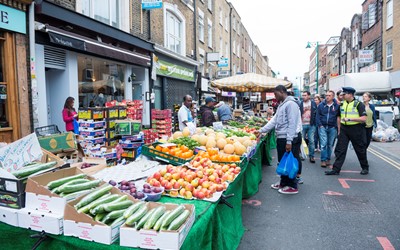 People in London market