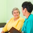 Woman with healthcare worker